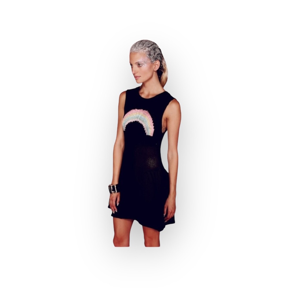 Deadstock: new Wildfox ☻ Little Rainbow Liv Knit Tank Mini Dress ☻︎ Black ☻ Med - Picture 2 of 16